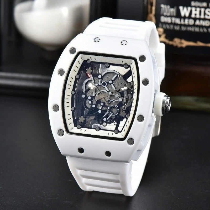 Original Luxury Watch Men with Transparent Crystal Dial Fashion Single Date Calendar High Quality Versatile Wristwatch Modern