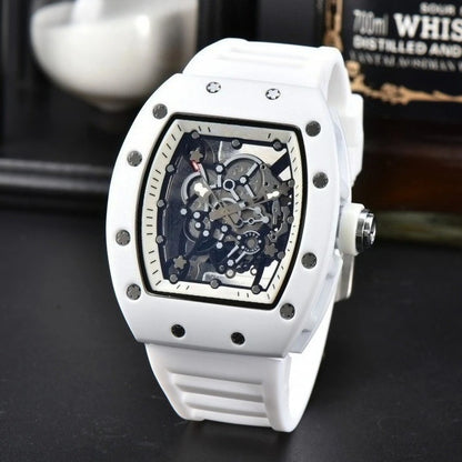 Original Luxury Watch Men with Transparent Crystal Dial Fashion Single Date Calendar High Quality Versatile Wristwatch Modern