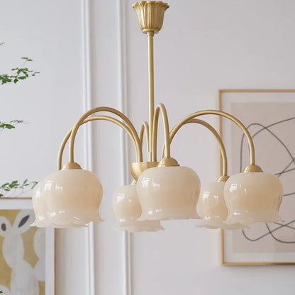 Vintage Flower chandeliers Cream Living Room Pendant Light Antique Homeowner Bedroom Lighting American Light Luxury Light lustre