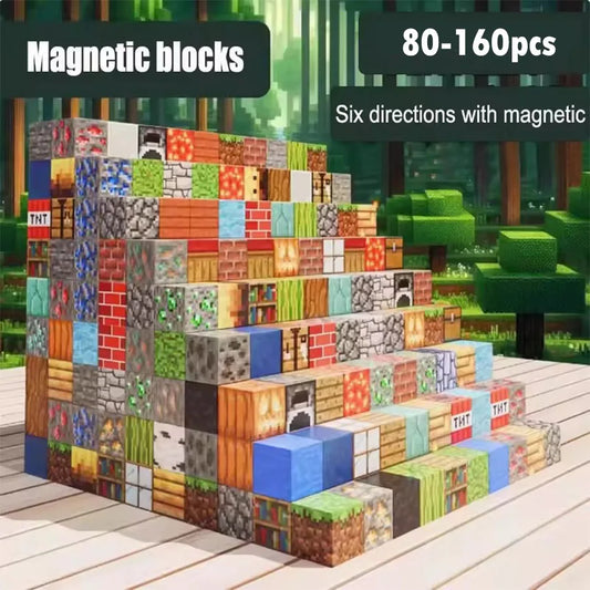 80-160Pcs Building Blocks Magnet Toy Mine DIY Game Scene Assembled Magnetic Block Building Blocks Children Puzzle Model Gift