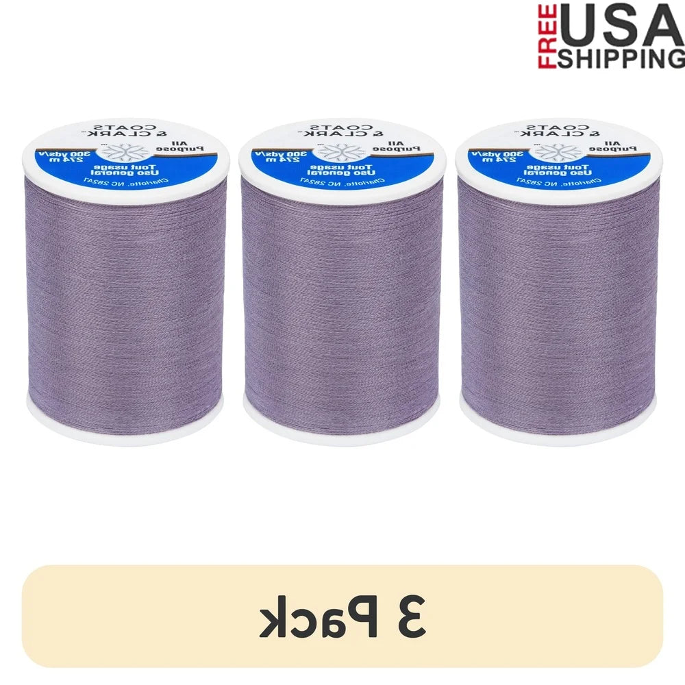 Medium Weight 3 Pack 300 Yards Core Spun Polyester Thread Durable Sewing Light Purple for Hand Machine