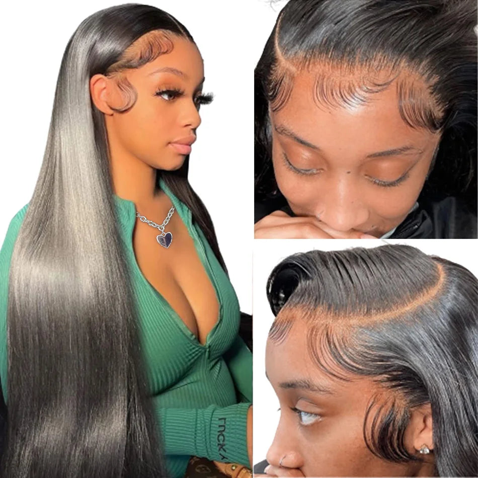 Straight Human Hair Wig 100%Human Hair Quality 13X6 Hd Transparent Lace Front Wig For Black Women 5X5 Glueless Brazilian 40 Inch