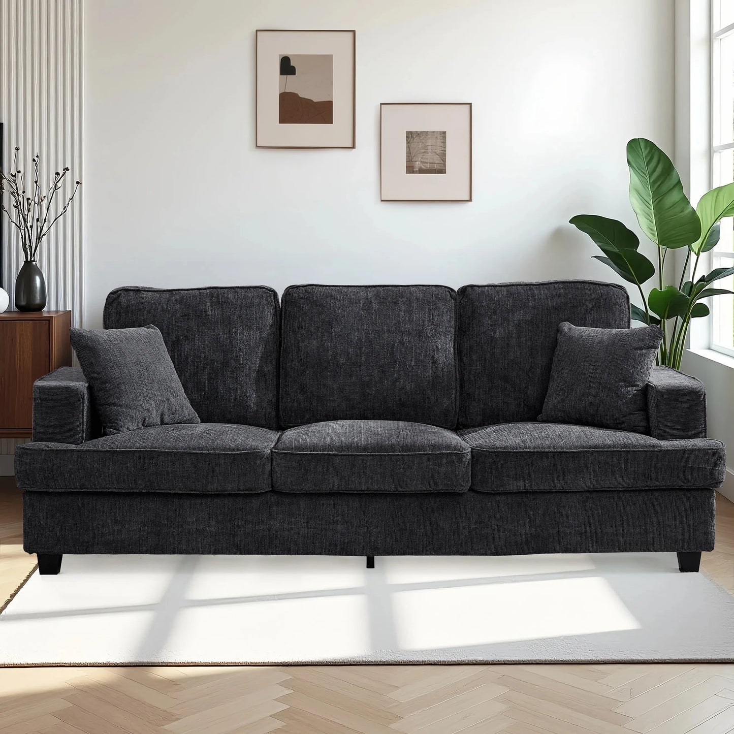 Couches for Living Room, 89 inch Cloud Couch Sofa in Chenile with Extra Comfy Soft Seats, Modern 3 Seater Sofas for Bedroom