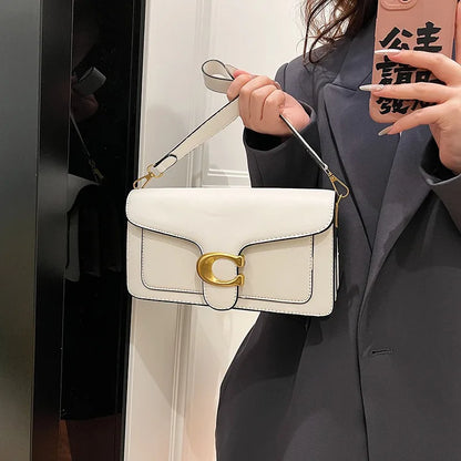 Caviar PU Women's Bag Underarm Shoulder Bag with Two Shoulder Straps Slung Across The Small Square Bag 2026 Explosion Bag Bags