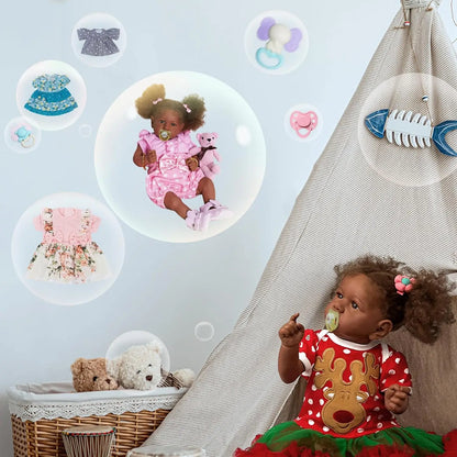 Reborn Baby Dolls Black - 22 Inch Lifelike Soft Body Realistic-Newborn Baby Dolls Taupe Eyes Caramel Skin Tone Orange Crushed