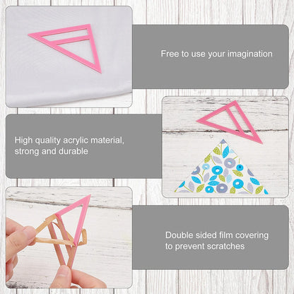 6Pcs Dog Bandana Sewing Template Set Small Reversible Triangle Sewing Quilting Acrylic Quilting Template Stencil for Small Dogs