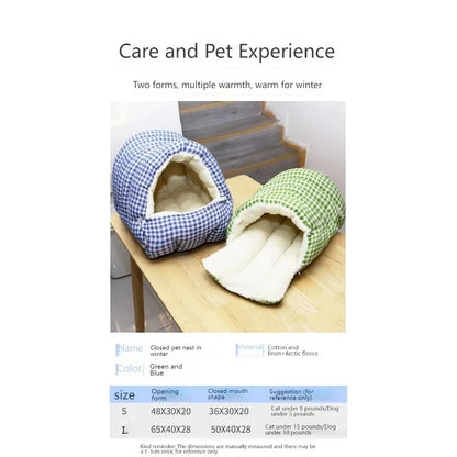 Foldable Pet Sleeping Bed/Bag for Cats Dogs, Thickened Semi-Enclosed Design, Soft Indoor, Christmas/Warm in autumn and winter