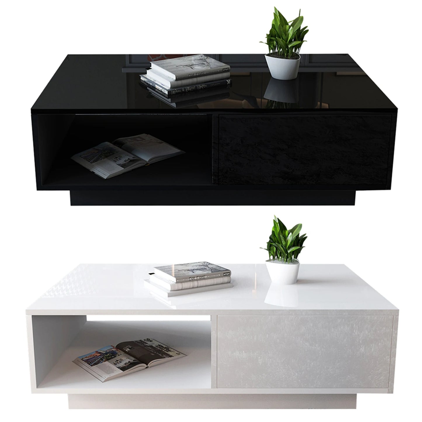Modern High Gloss Rectangular Coffee Table Tea Table Storage Living Room Living Room Table Coffee Table Rectangular Coffee Table