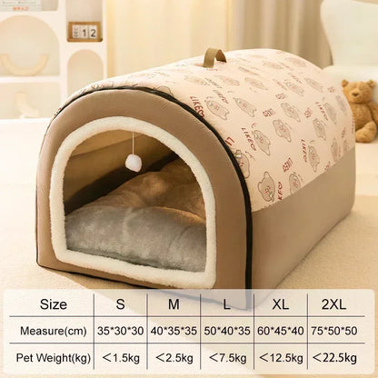 Warm Dog House Detachable Pet Sleeping Bed for Small Medium Dogs Cats Soft Non-slip Dog Kennel Puppy Kitten Nest Pet Supplies