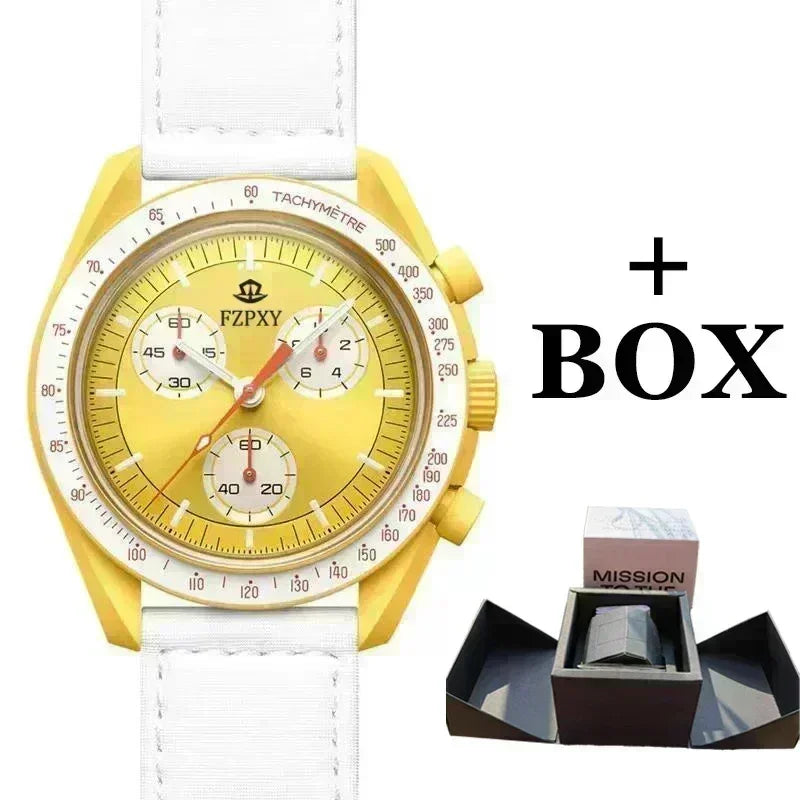 2025 Men's Moon Phase Quartz Chronograph Watch - 6-Hand Celestial Dial, Waterproof Luminous, Gift Box, Hot Sale Free Shipping