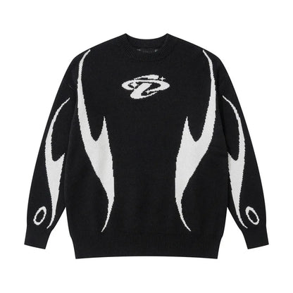 Autumn Winter Women Retro Pullover Sweater Fashion Long Sleeve Star Pattern Y2K Sweater Lady Casual Harajuku Knit Sweater Unisex