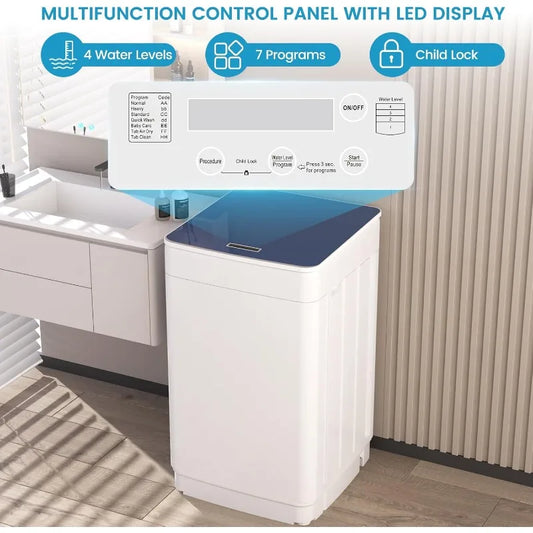 Zynkez 18Lbs Washer and 10Lbs Dryer Combo, Full Automatic Portable Laundry Set with 7 Wash Programs, 5 Dry Modes