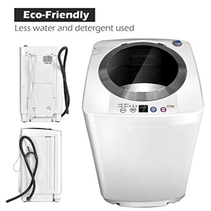 Compact Portable Washing Machine Full Automatic Washer and Dryer Combo with Builtin Pump Drain 8 LBS Capacity for Apartment RV