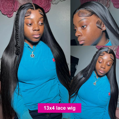 Bone Straight 13x4 Lace Frontal Wig For Women 5x5 Glueless Invisi-Drawstring Black Human Hair Wigs 360 Full Lace Wig Human Hair