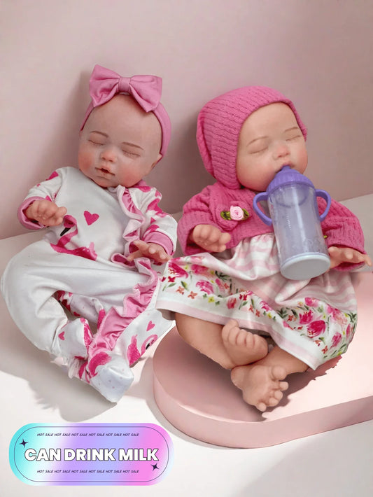Saskia 13 Inch Can Drink Reborn Doll Handcraft Lifelike Vivid Simulated Newborn 3D Details Painting Silicone Reborn Baby Girl
