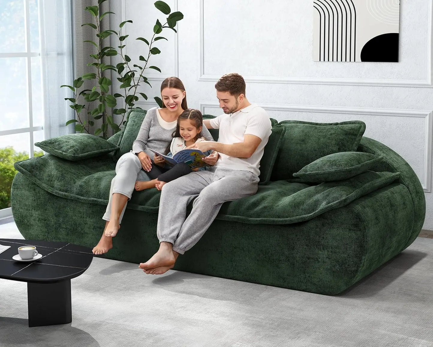 Sofa Couches 3-Seater Modular Sectional Sofa, 89''Comfy Loveseat with Throw, Deep Seat Small Sofa for Small Space, Customized