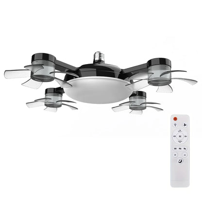 2 In 1 Hanging Fan with LED Lantern E27 E26 Electric Cordless Fan Silent Ceiling Drone Fan for Dining Room Bedroom Living Room