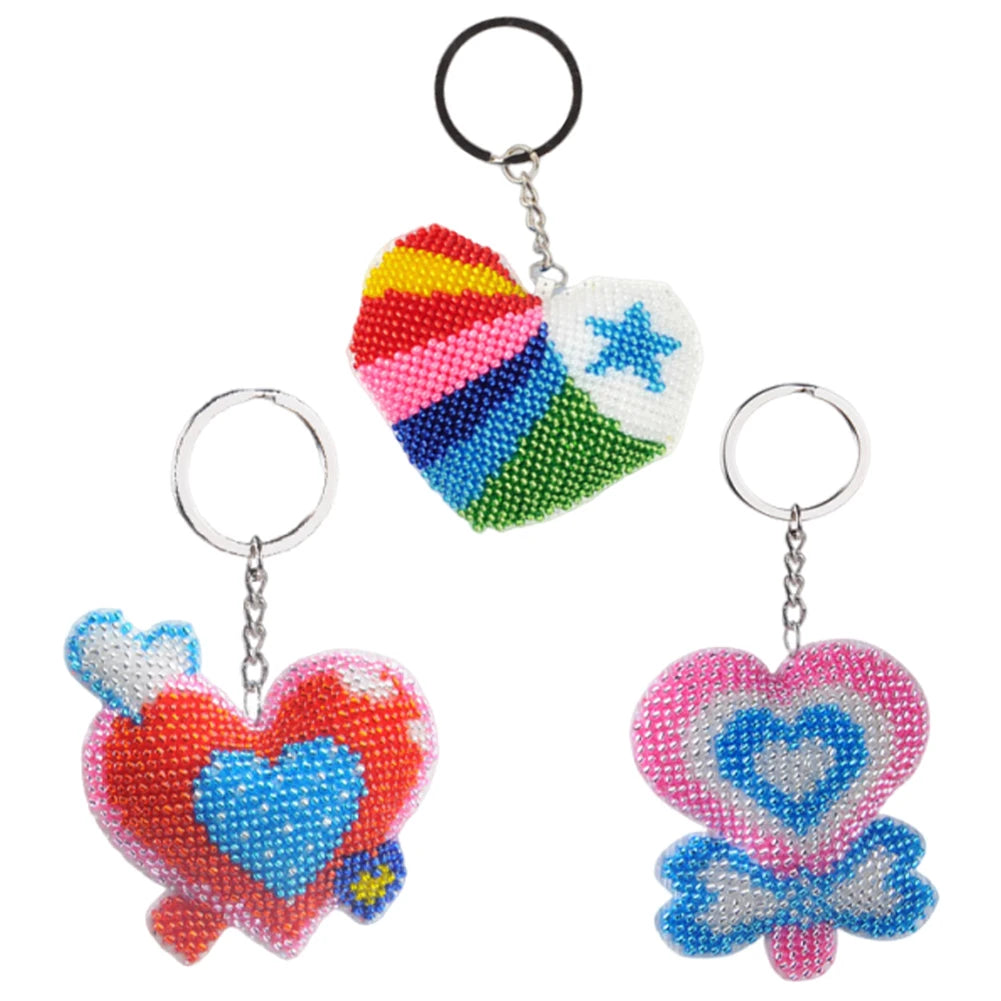 Printed Bead Embroidery Needlework Key Ring Kit Bead Cross Stitch Kit Keychain for Women Bag Pendant Beadwork Handmade Craft