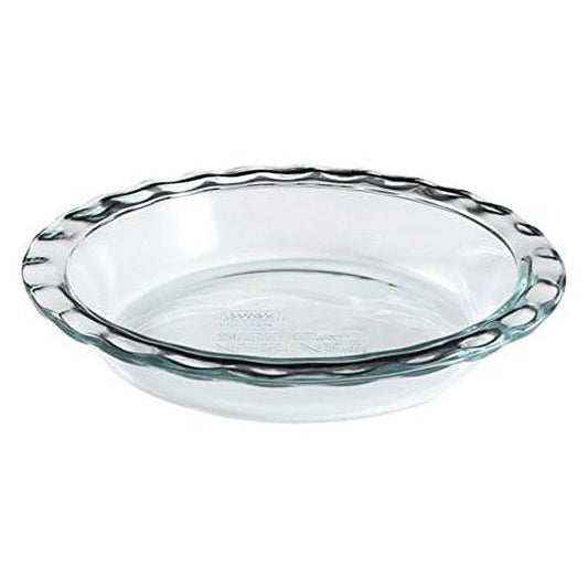 Easy Grab 9.5 Inch Tempered Glass Pie Plate Non-Stick Dish Freezer Microwave Oven Safe High Performance Fluted Rim Handle