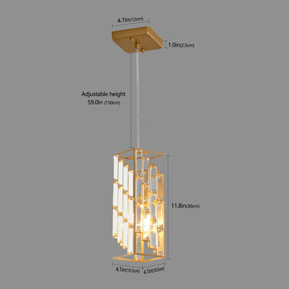 Modern Crystal Pendant Light - 3 Pack, Adjustable Hanging Ceiling Lamp with Crystal Prism Design -Golden Finish