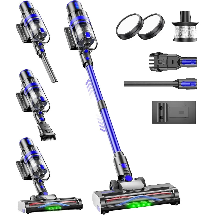 Cordless Vacuum Cleaner 45KPA Stick Vacuum Cleaners for Home 6-in-1 Rechargeable Lightweight Vacuum with Powerful Suction for C