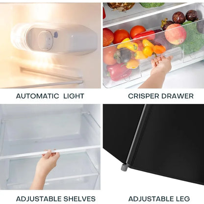 Upstreman 7.7 Cu.Ft. Refrigerator with Freezer, Double Door Fridge, Adjustable Thermostat, Large Capacity, Reversible Door Swing