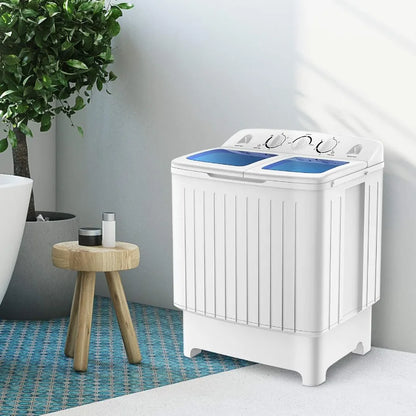 Portable Washing Machine 20lbs Mini Twin Tub Washing Machine with Drain Pump SemiAutomatic 12lbs Compact Washer and 8lbs Spinne