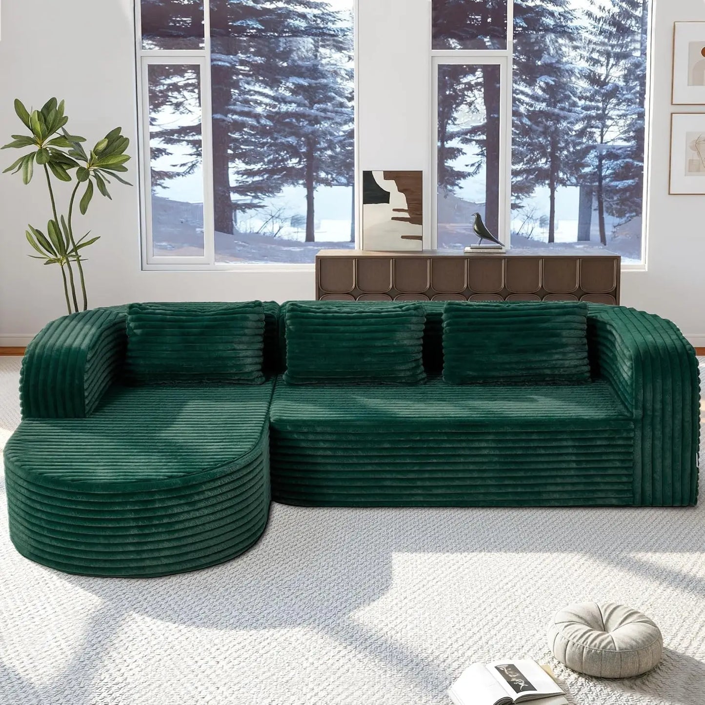 96" Modular Sectional Sofa Oversized Chaise L Shape 3 Seat Living Room Apartment No Assembly, Customized