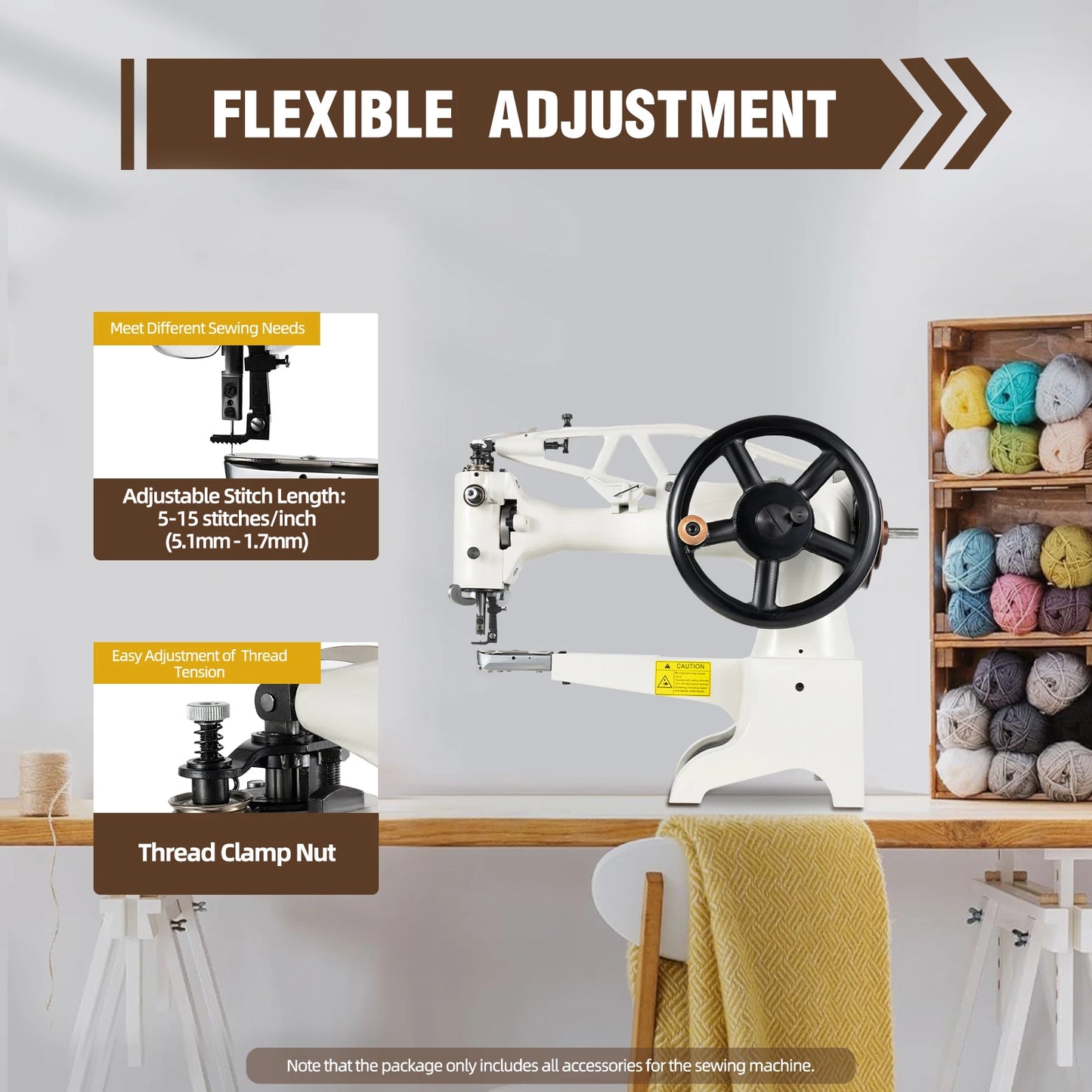 Heavy Duty Sewing Machine Cast Iron Manual Electric Compatible 500SPM for Leather Shoes Bags Canvas Repair SM-2972