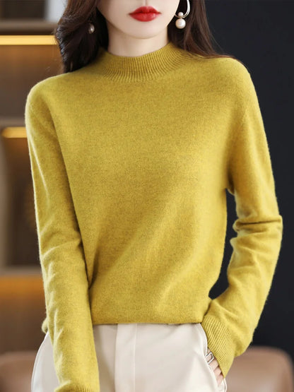 100% Merino Wool Cashmere Sweater Women Knitted Sweater Turtleneck Long Sleeve Pullovers Autumn Winter Clothing Warm Jumper Tops