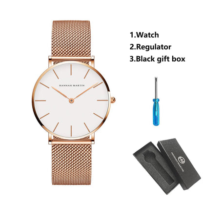 36mm New Women Watches US Local Shipping Rose Gold Black Simple Japan Quartz Ladies Stainless Steel Ultra Thin Waterproof Watch