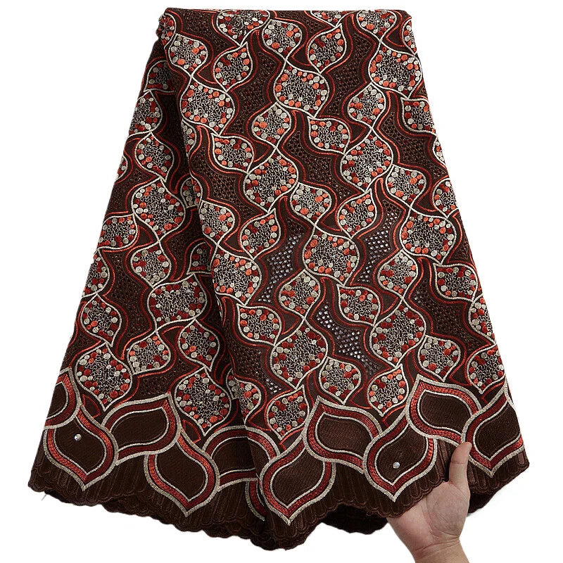 2025 Nigerian Embroidered Cotton Lace Fabric High Quality 5 Yards African Lace Fabric Swiss Voile Lace Wedding Dress for Women