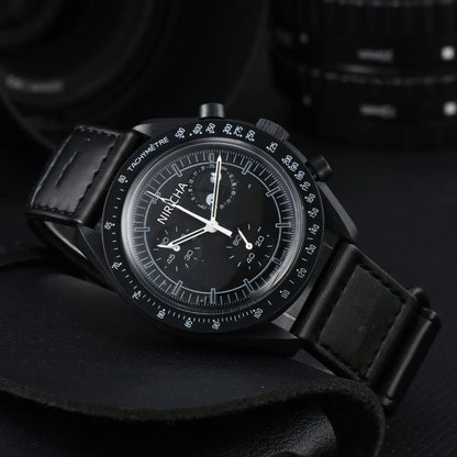 Stylish 2025 Moon Landing Commemorative Watch - Six-Hand Quartz Chronograph for Space Enthusiasts