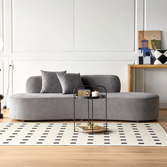 Curved Sofa with Throw Pillows, 4 Seater Luxury Velvet Couch with Half Moon Design and HighDensity Foam, Ideal for Modern Livin