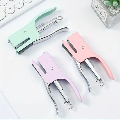 A Set Metal Hand-held Stapler No. 10 Office Stapler    No nails stapleless stapler