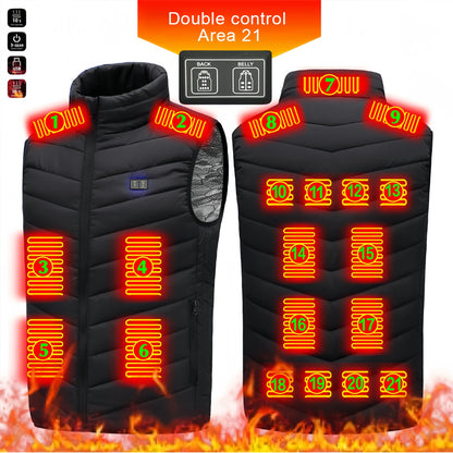 21 Women 9 Areas Heated Vest USB Charging Heated Jacket Washed Keep Warm Hiking Vest Winter Fishing Skiing Vest Heated Coats