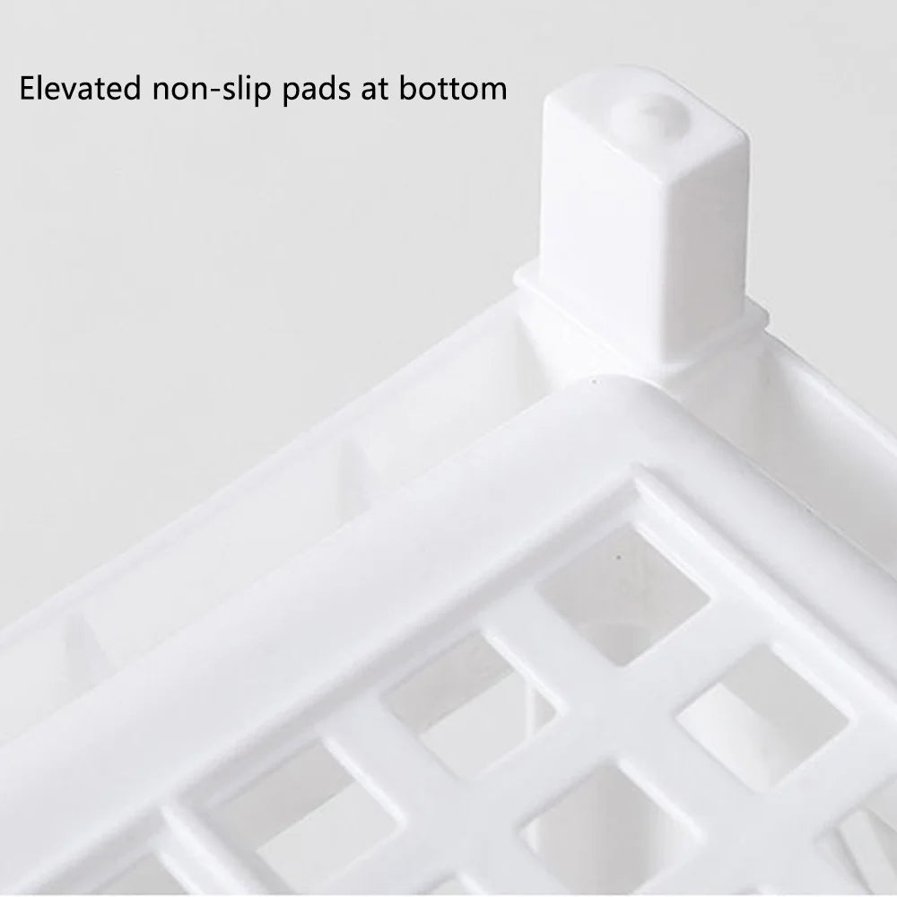 Double Layer Desk Organizer - Plastic Makeup Storage Shelf for Office/Bathroom/Kitchen | Vanity Shelf Cosmetic Display Rack