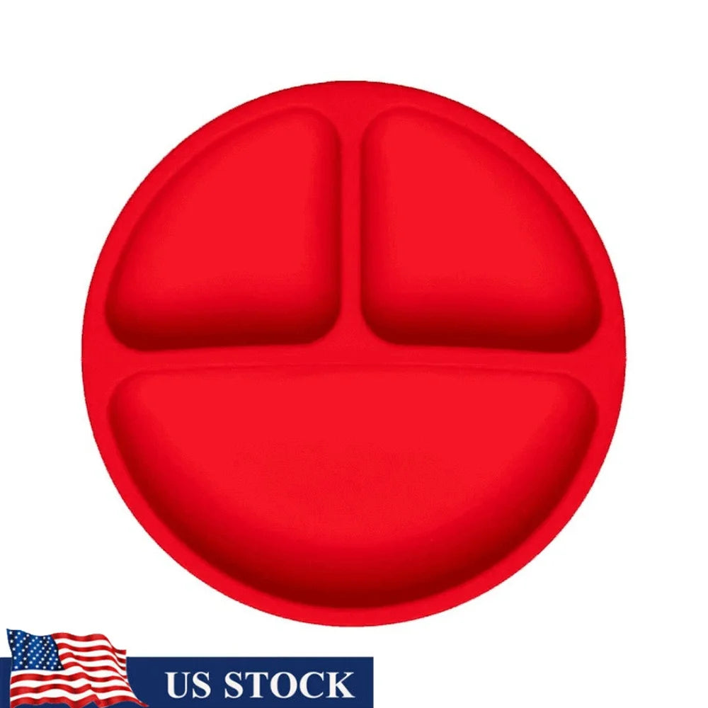 Unbreakable Silicone Divided Plate Anti-Slip Design Dishwasher Safe Food Grade Ideal Independent Eating No Mess Spill Prevention