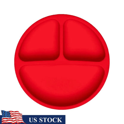 Unbreakable Silicone Divided Plate Anti-Slip Design Dishwasher Safe Food Grade Ideal Independent Eating No Mess Spill Prevention