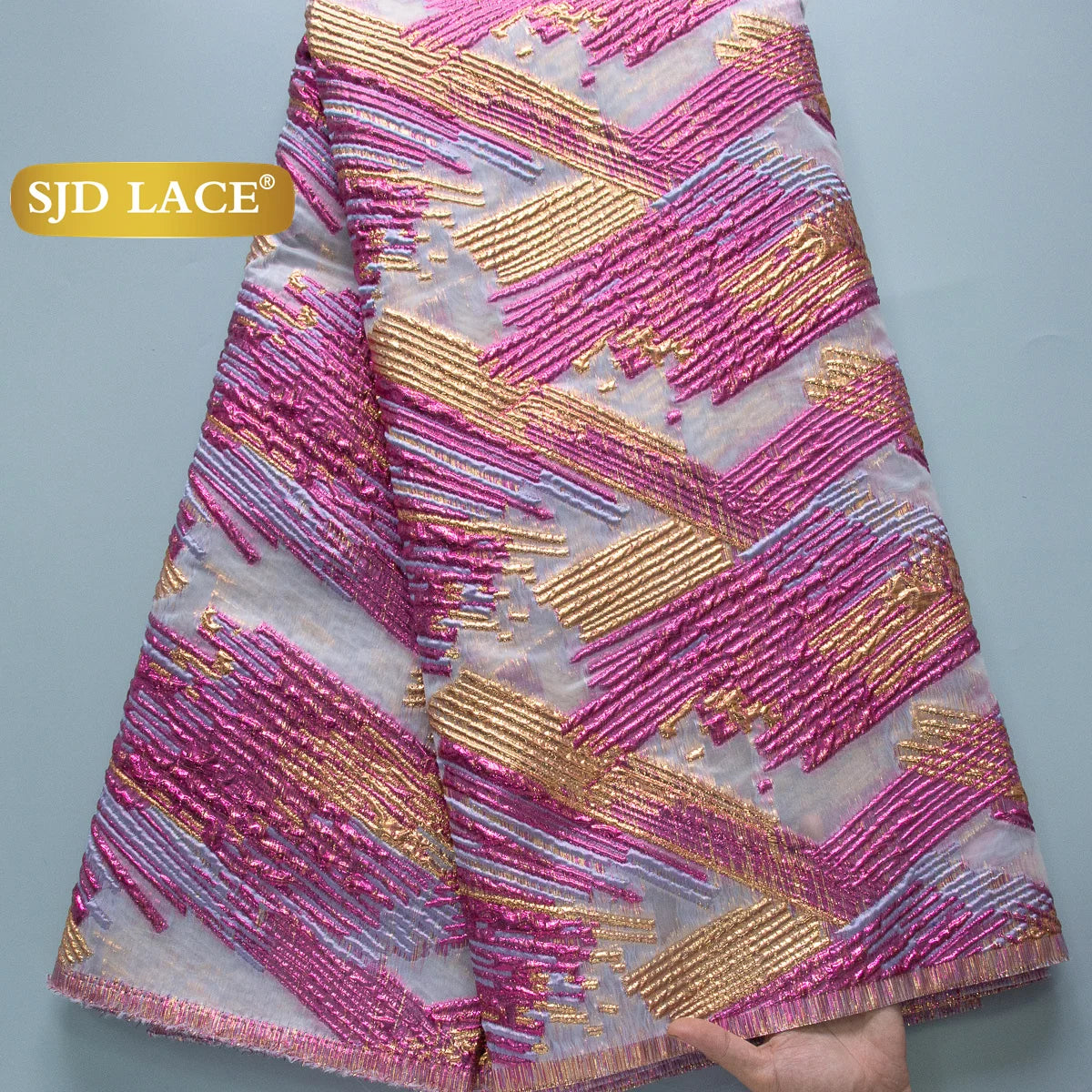 SJD LACA African Brocade Lace Fabrics 2025 High Quality Tulle Damask Nigerian Jacquard French Lace For Sewing Women Dresses 3830