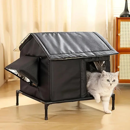 Elevated Pet House-Bed Moisture-Proof Design Cat House Weatherproof for Indoor or Outdoor Use Fits Small or Medium Pets