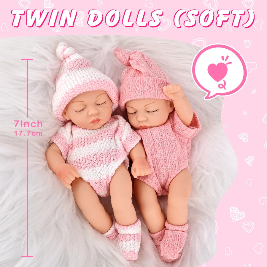 Mini 7Inch Reborn Doll 2Pieces Clothes Sleeping Baby Doll 19cm Born Dolls Baby Toys Sweater Jumpsuite The Best Gift for Girls
