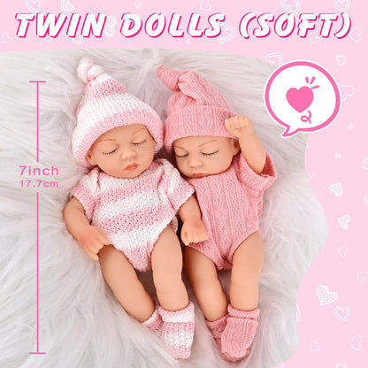 Mini 7Inch Reborn Doll 2Pieces Clothes Sleeping Baby Doll 19cm Born Dolls Baby Toys Sweater Jumpsuite The Best Gift for Girls