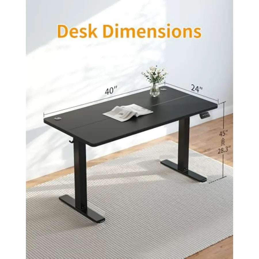 Electric Standing Desk 40 x 24 Inches Hght Adjustable Sit Stand Desk Ergonomic Home Office Computer Workstation Black