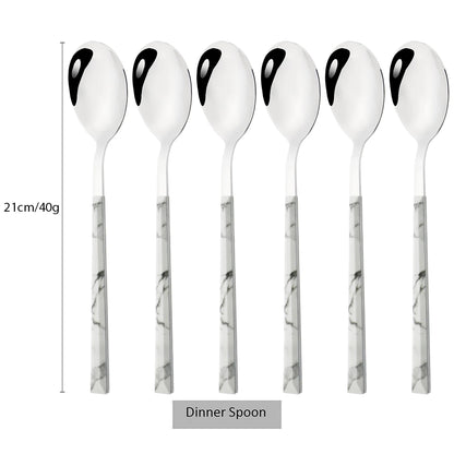 6/24pcs Wooden Handle Cutlery Set Brown Silver Dinnerware Set Stainless Steel Forks Spoons Knife Tableware Kitchen Flatware Set