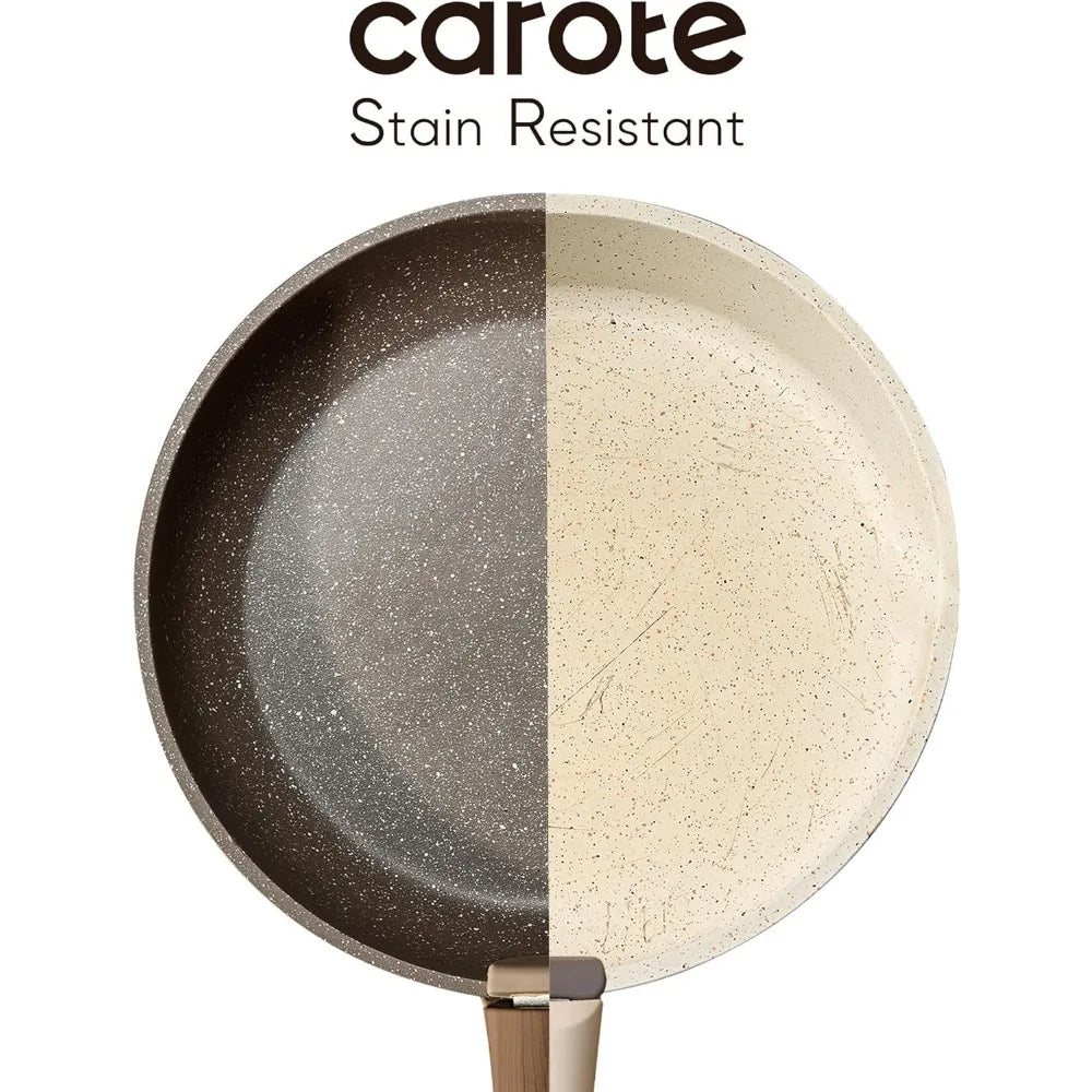 CAROTE 17-Piece Non-Stick Pots and Pans Set with Removable Handles, Cookware Set for Kitchen, Oven and Dishwasher Safe