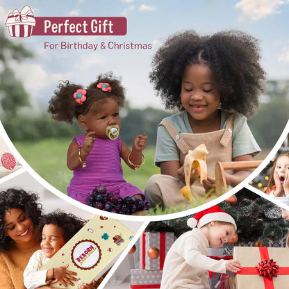 Reborn Baby Dolls Black - 22 Inch Lifelike Soft Body Realistic-Newborn Baby Dolls Taupe Eyes Caramel Skin Tone Orange Crushed