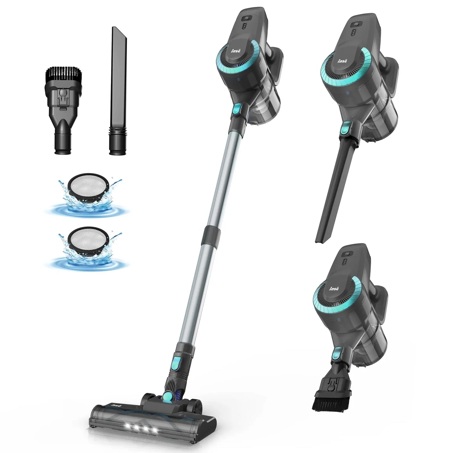 INSE Cordless Vacuum Cleaner 20Kpa Powerful Stick Vacuum 6 in 1 Lightweight Handheld Vacuum Cleaners for Pet Hair HardFloor N370