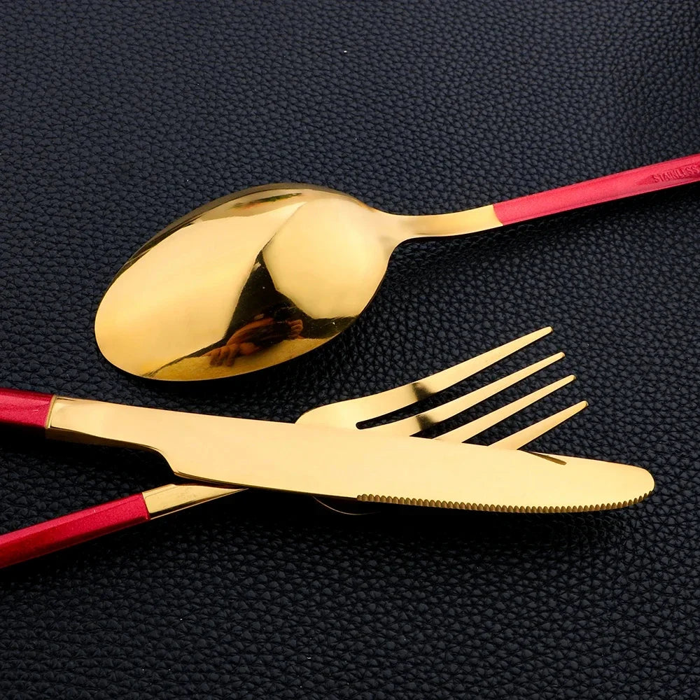 24Pcs Dinnerware Set Stainless Steel Cutlery Set Silver Knife Fork Spoon Dinner Flatware Set Kitchen Silverware Tableware Set