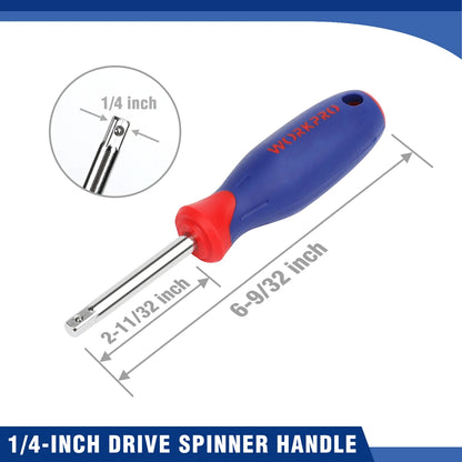 WORKPRO 69PC 1/4" Ratchet Wrench and Screwdriver Bits Set Sockets Set Hex Torque Quick Release Ratchet Wrench Handle Repair Tool